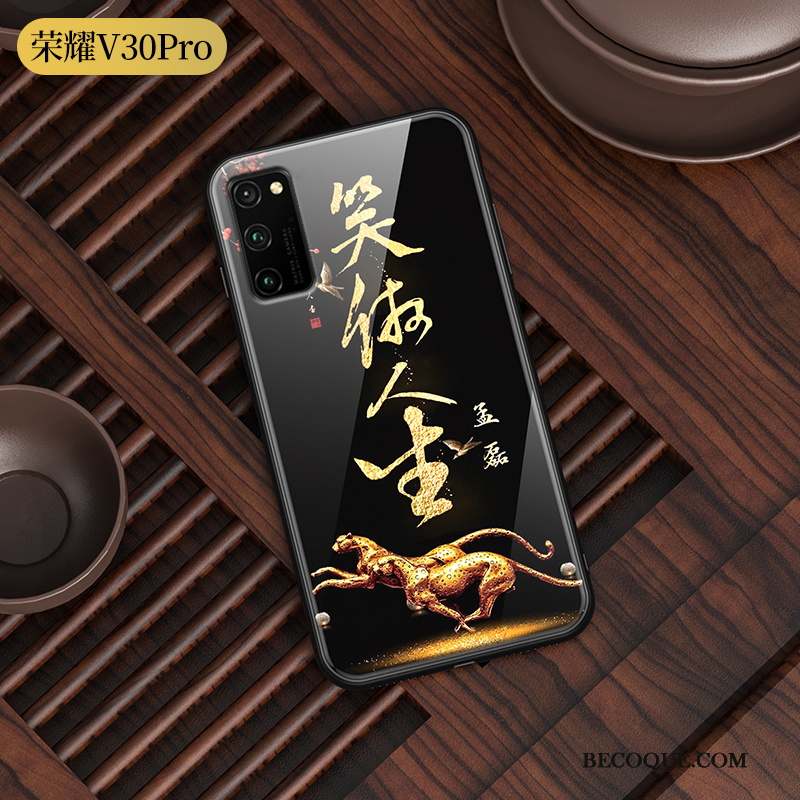 Honor View30 Pro Coque Amoureux Étui Créatif Lumineuses Téléphone Portable Noir