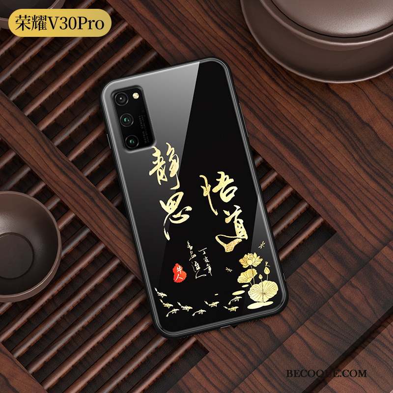 Honor View30 Pro Coque Amoureux Étui Créatif Lumineuses Téléphone Portable Noir