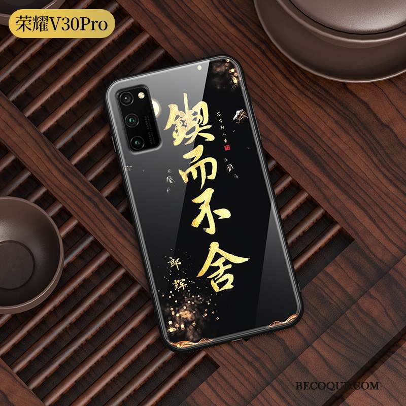 Honor View30 Pro Coque Amoureux Étui Créatif Lumineuses Téléphone Portable Noir