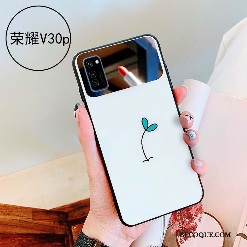 Honor View30 Pro Coque Miroir Vert Verre Personnalité Simple Jeunesse