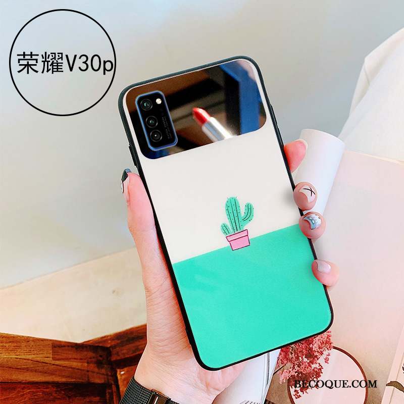 Honor View30 Pro Coque Miroir Vert Verre Personnalité Simple Jeunesse