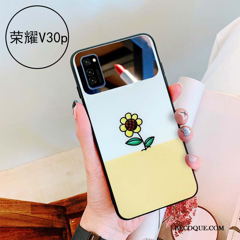 Honor View30 Pro Coque Miroir Vert Verre Personnalité Simple Jeunesse