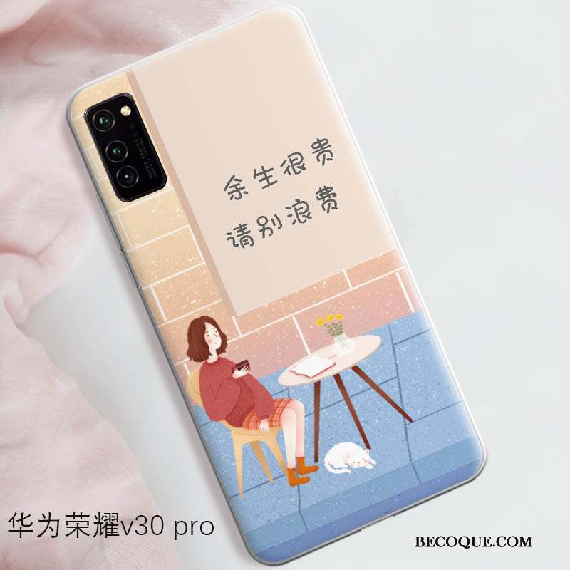 Honor View30 Pro Fluide Doux Bleu Coque De Téléphone Étui Tendance Net Rouge