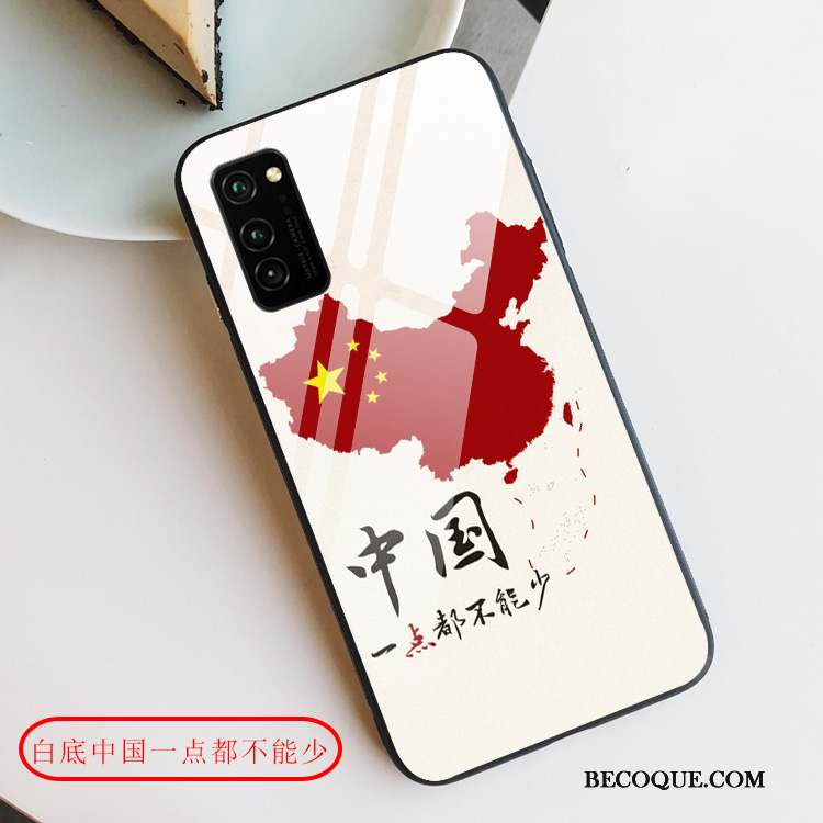 Honor View30 Pro Incassable Rouge Étui Verre Blanc Coque