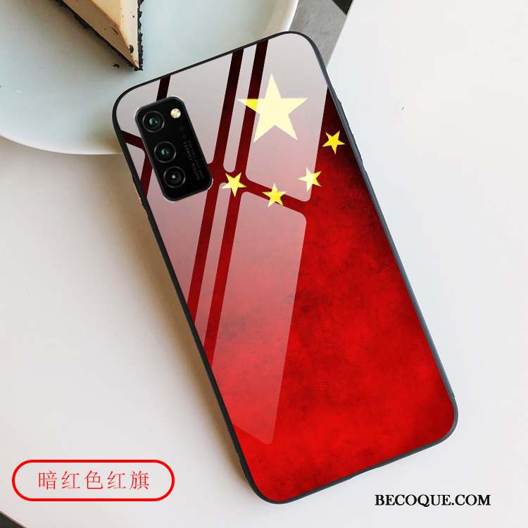 Honor View30 Pro Incassable Rouge Étui Verre Blanc Coque