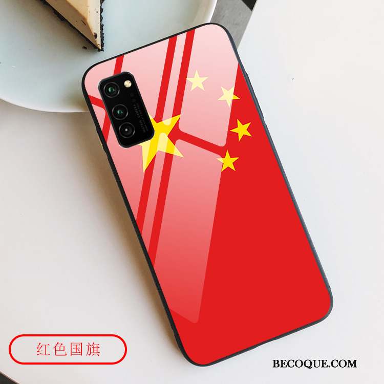 Honor View30 Pro Incassable Rouge Étui Verre Blanc Coque