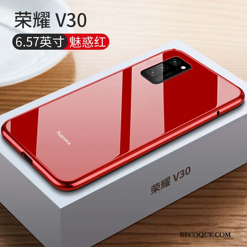 Honor View30 Étui Net Rouge Coque De Téléphone Très Mince Nouveau Luxe