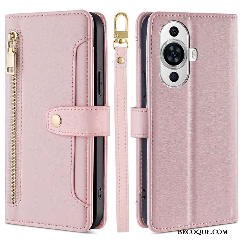 Housse Huawei Nova 12S Portefeuille Lanière et Bandoulière