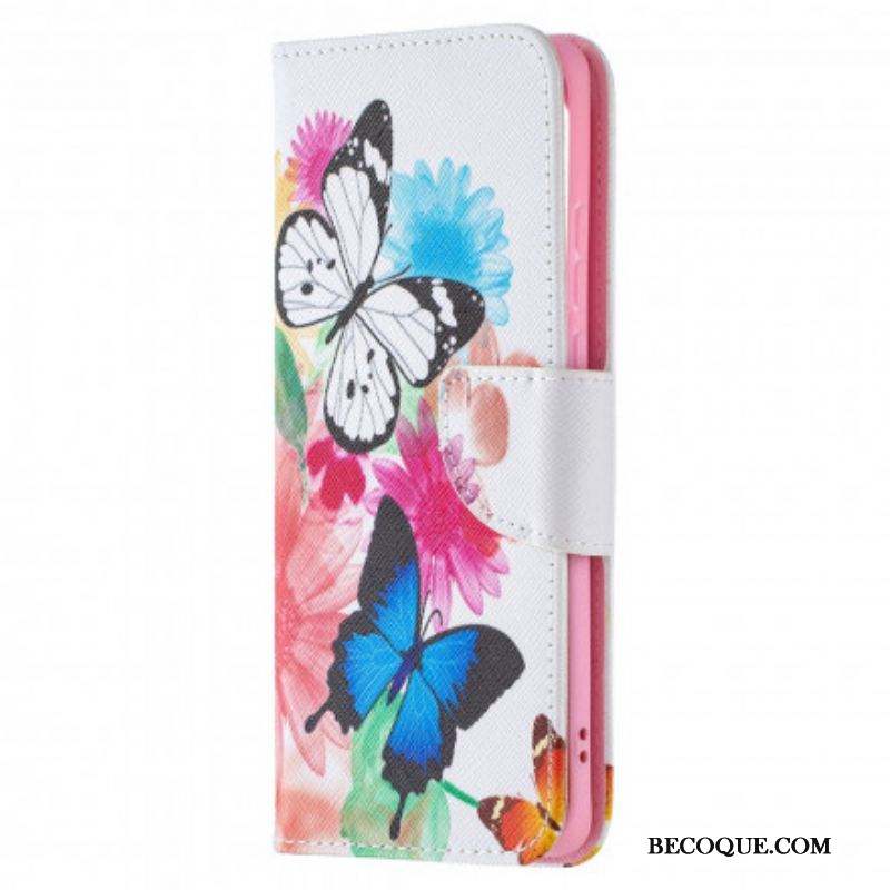 Housse Huawei P50 Pro Papillons et Fleurs Peints