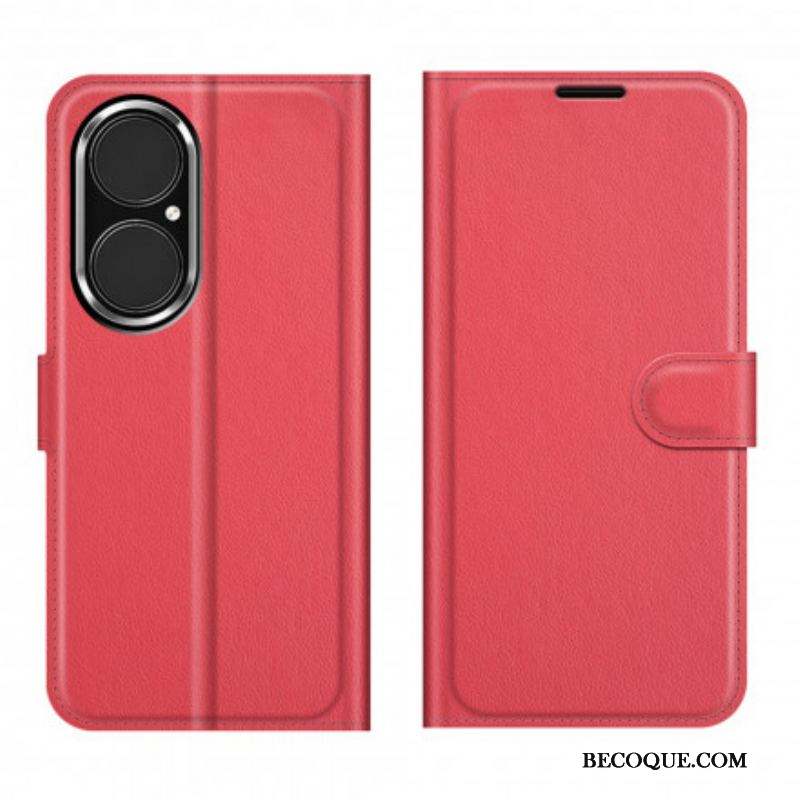 Housse Huawei P50 Style Cuir Litchi Classique