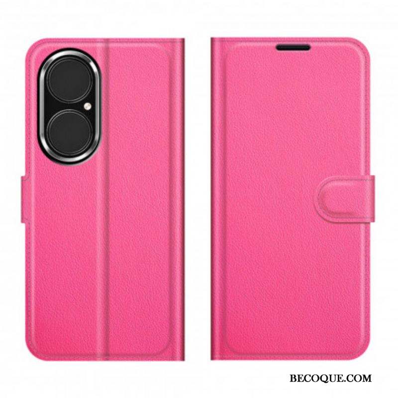 Housse Huawei P50 Style Cuir Litchi Classique