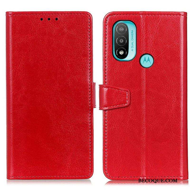 Housse Moto E40 / E30 / E20 Effet Cuir Brillant Simple