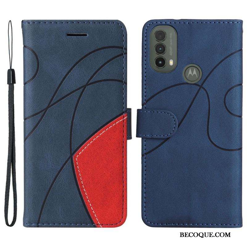 Housse Moto E40 / E30 / E20 Simili Cuir Bicolore Signature