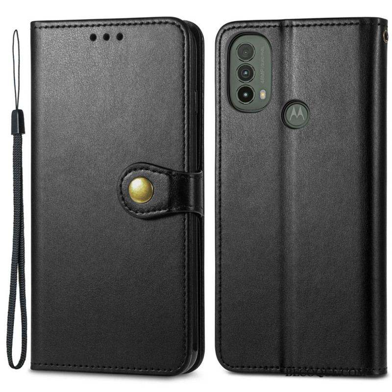 Housse Moto E40 / E30 / E20 Simili Cuir et Fermoir Vintage