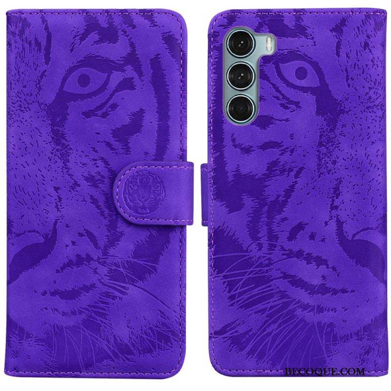 Housse Moto G200 5G Empreinte Face de Tigre