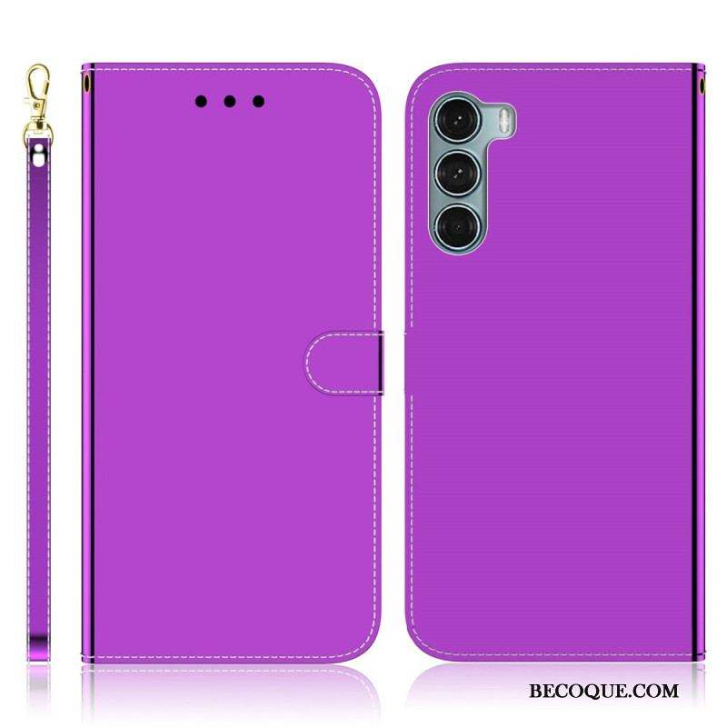 Housse Moto G200 5G Simili Cuir Couverture Miroir