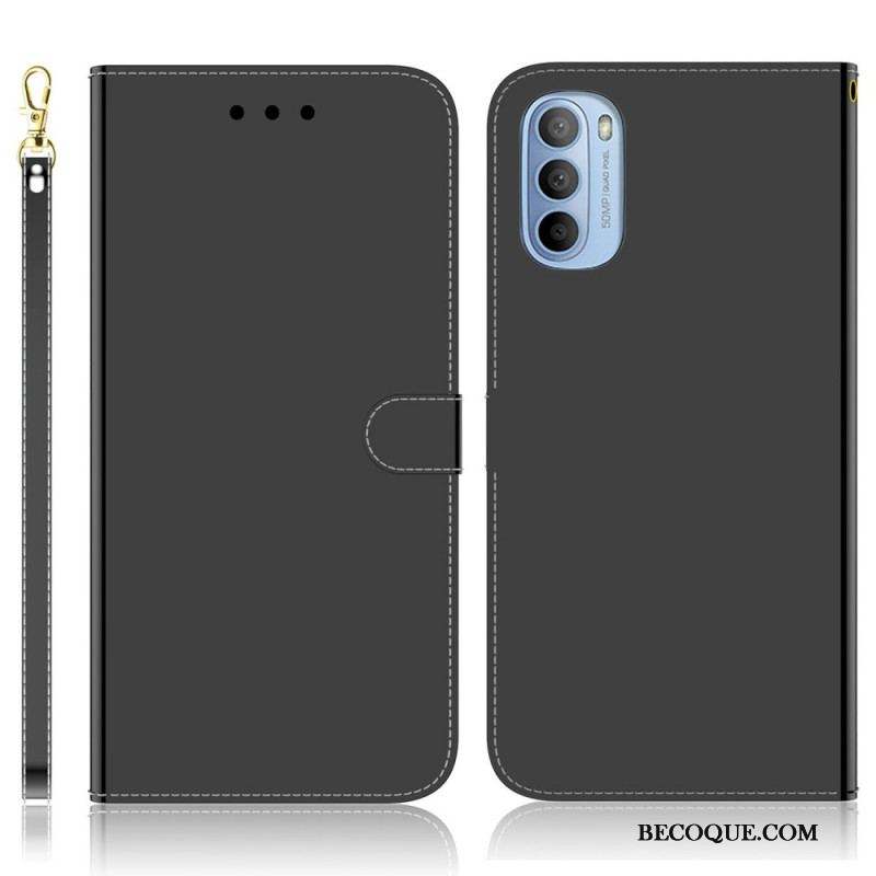 Housse Moto G41 / G31 Simili Cuir Couverture Miroir
