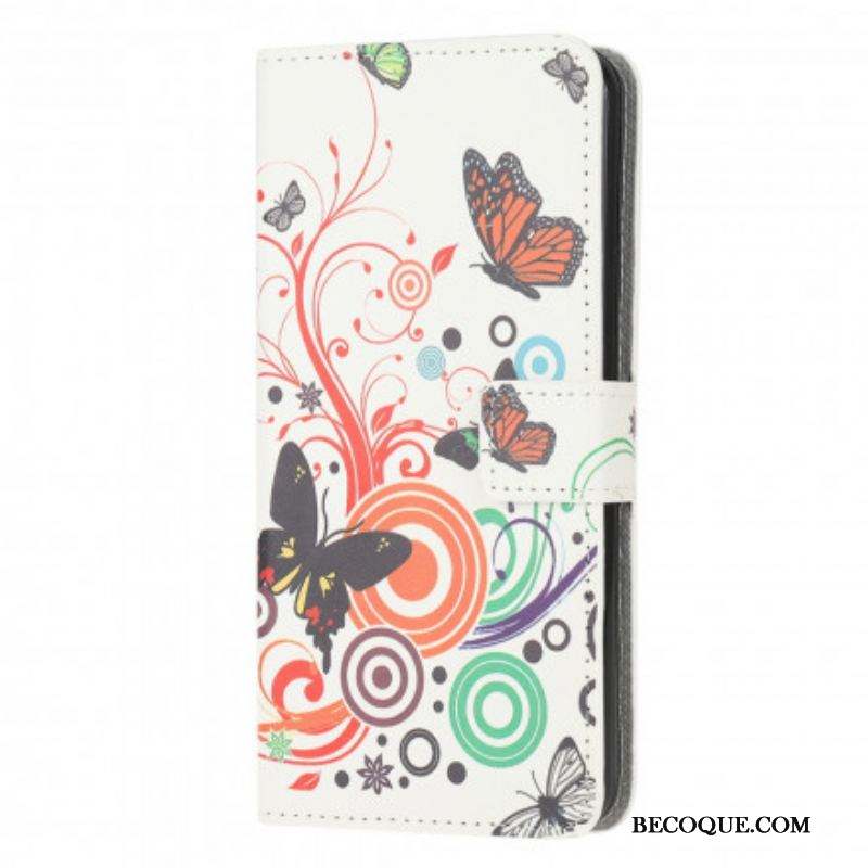 Housse Moto G50 Papillons et Fleurs