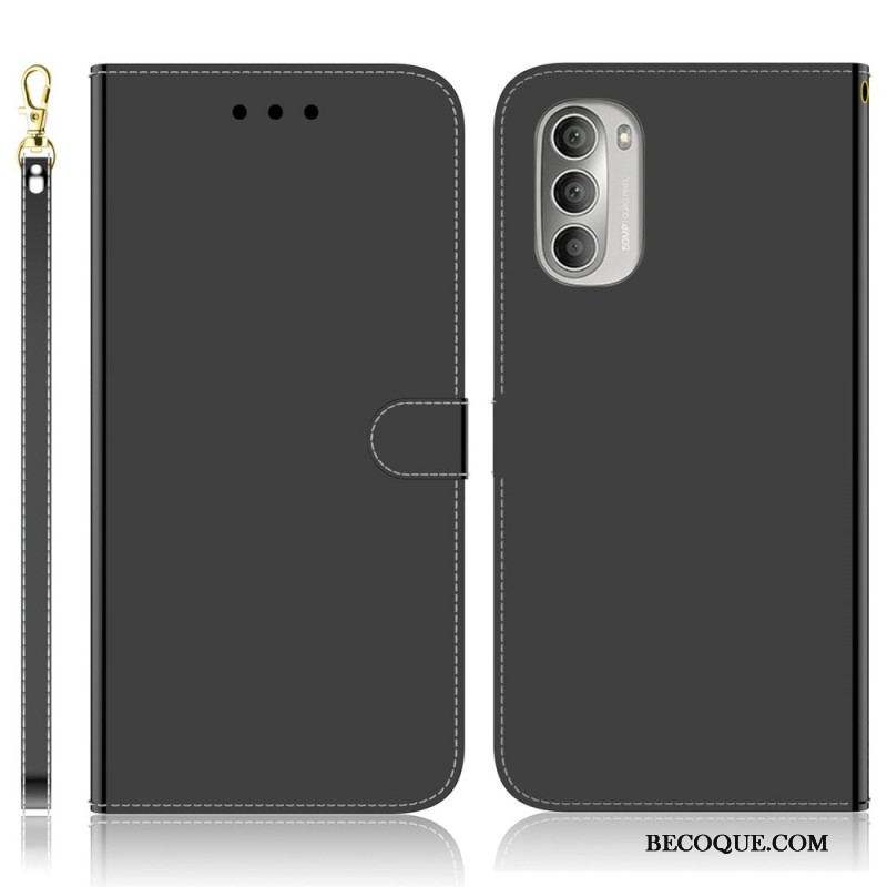 Housse Moto G51 5G Simili Cuir Couverture Miroir