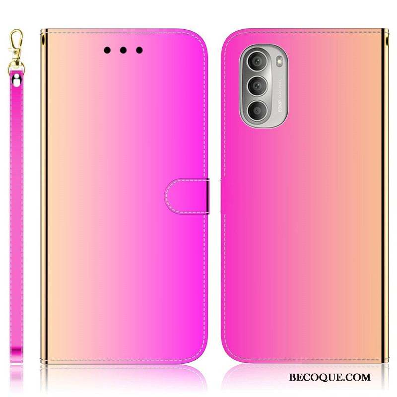 Housse Moto G51 5G Simili Cuir Couverture Miroir