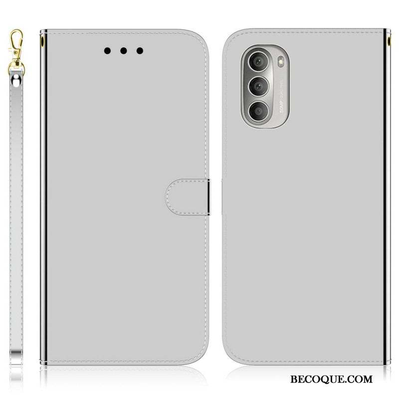 Housse Moto G51 5G Simili Cuir Couverture Miroir