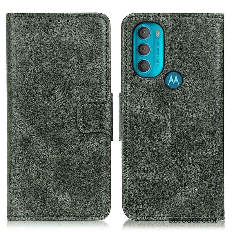 Housse Moto G71 5G Effet Cuir Fermoir Réversible