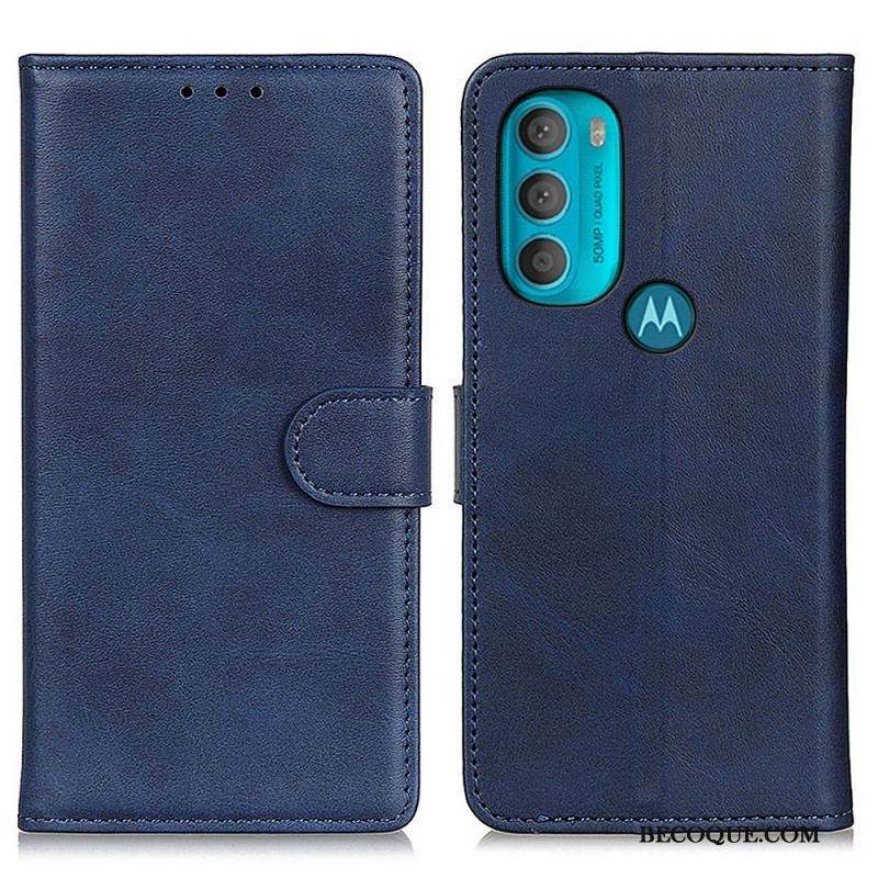 Housse Moto G71 5G Effet Cuir Matte Rétro