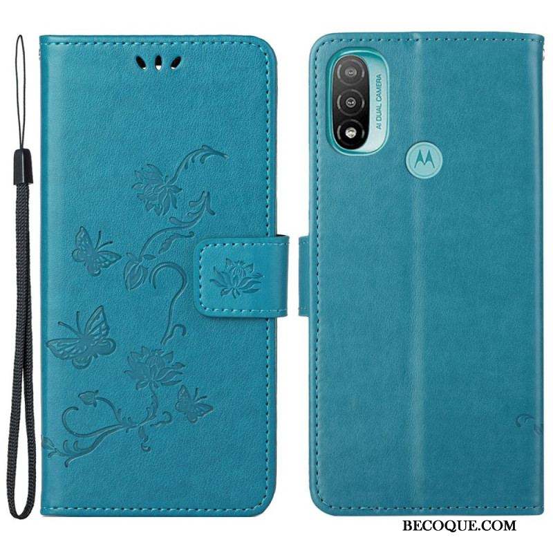 Housse Moto G71 5G Papillons et Fleurs D'Asie