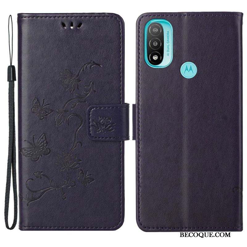 Housse Moto G71 5G Papillons et Fleurs D'Asie