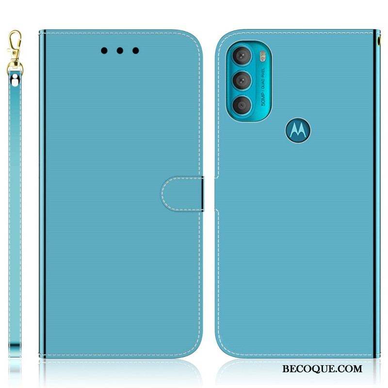 Housse Moto G71 5G Simili Cuir Couverture Miroir