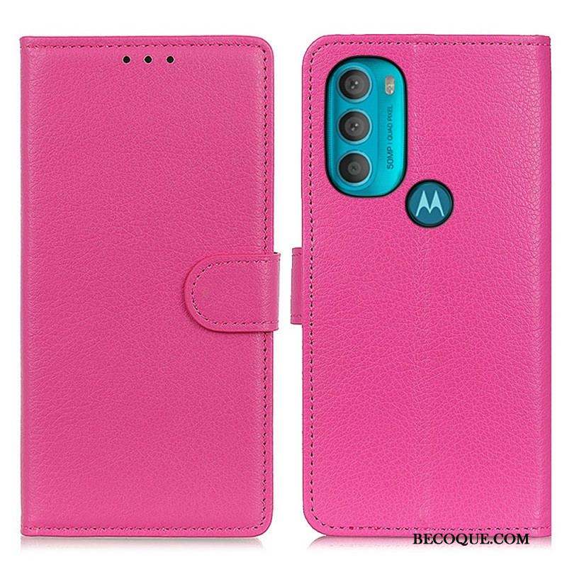 Housse Moto G71 5G Traditionnellement Litchi