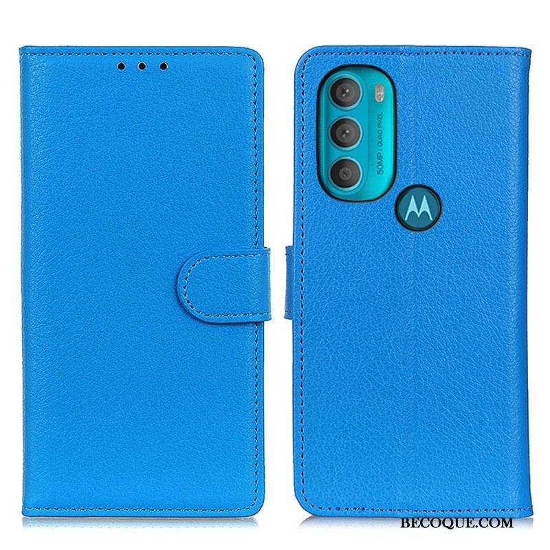 Housse Moto G71 5G Traditionnellement Litchi