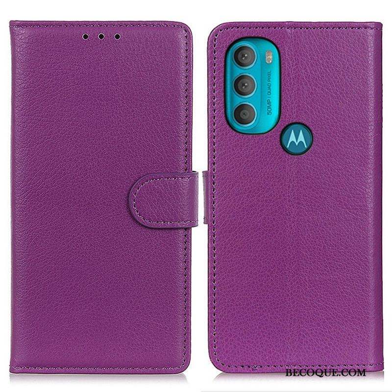 Housse Moto G71 5G Traditionnellement Litchi