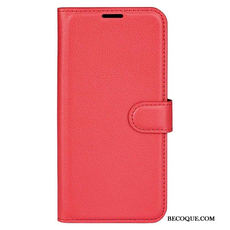 Housse Moto G73 5G Classique Effet Cuir Litchi