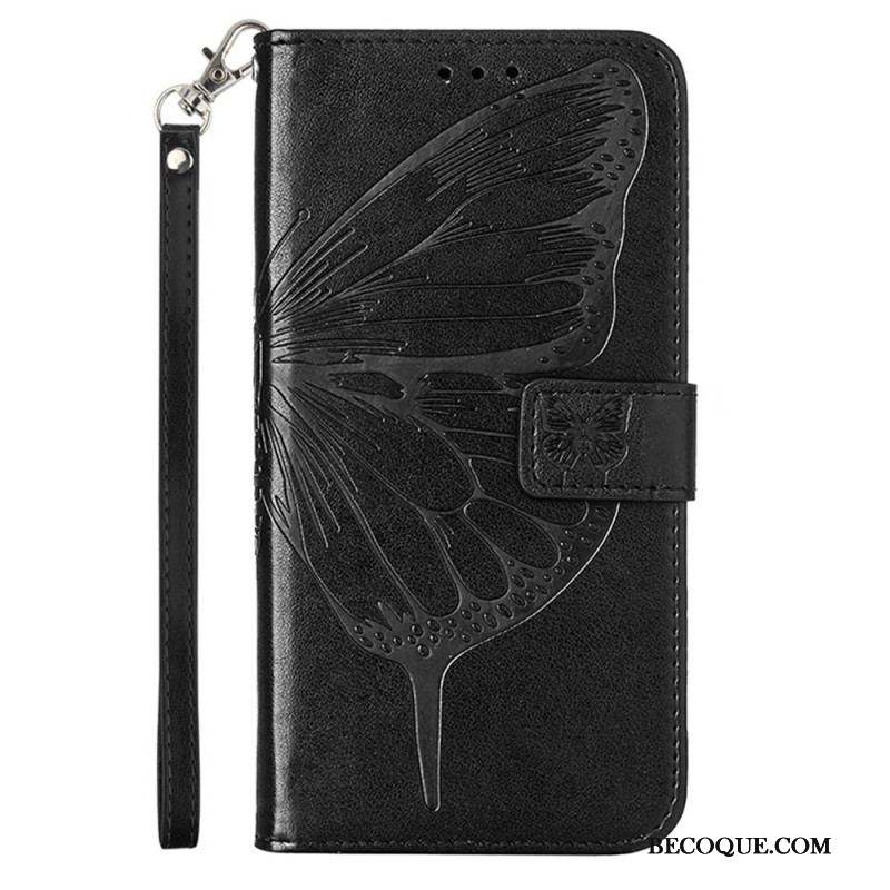 Housse Moto G73 5G Papillon Floral à Lanière
