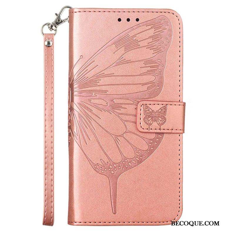 Housse Moto G73 5G Papillon Floral à Lanière