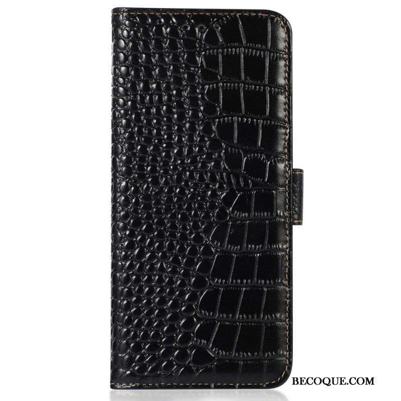 Housse Moto G73 5G Style Crocodile RFID