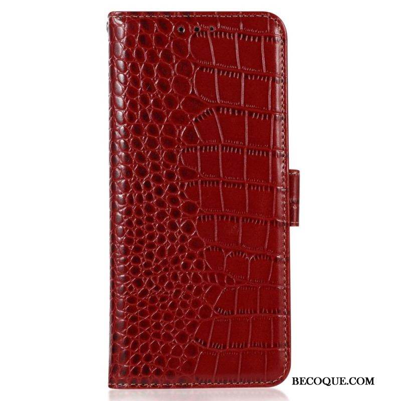 Housse Moto G73 5G Style Crocodile RFID