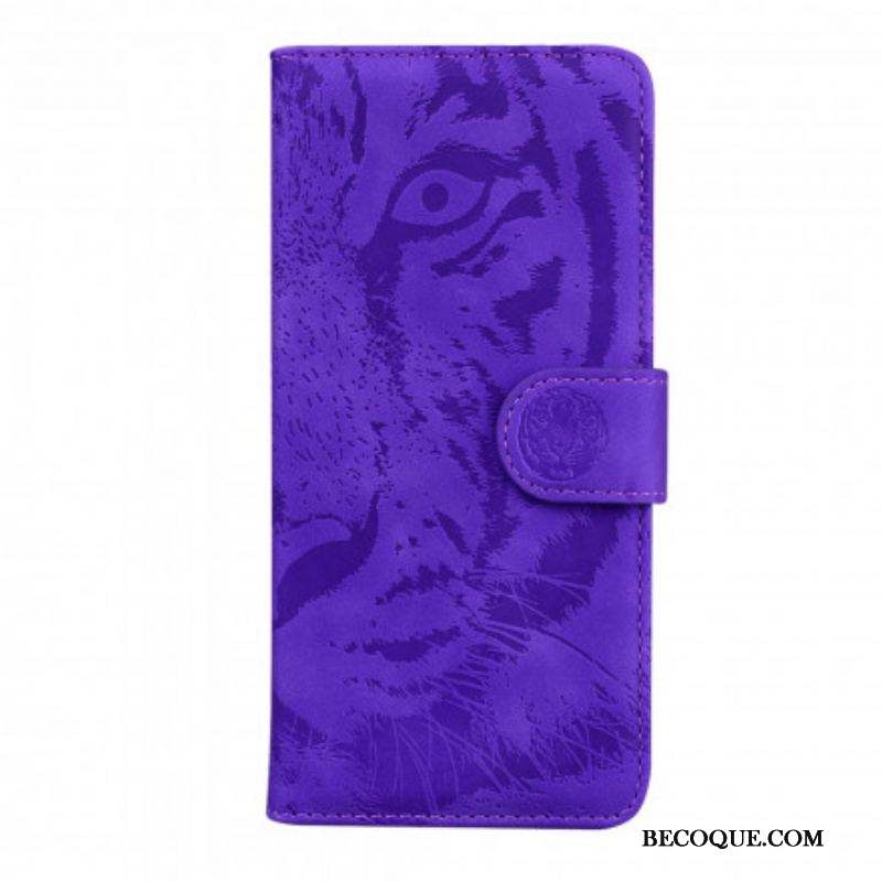 Housse Motorola Edge 20 Pro Empreinte Face de Tigre