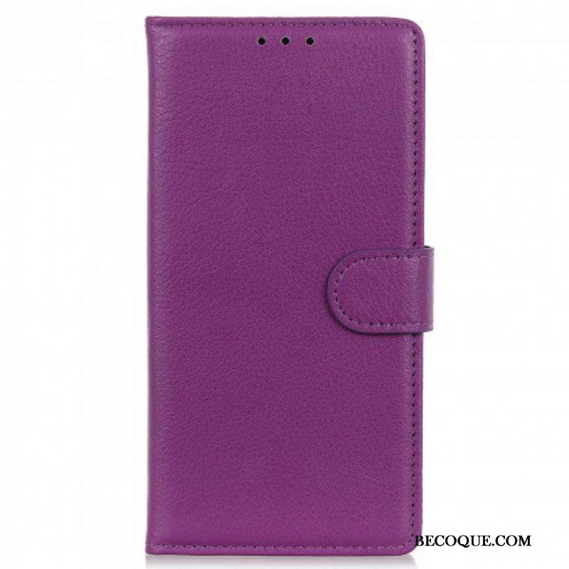 Housse Motorola Edge 20 Pro Simili Cuir Litchi Traditionnel