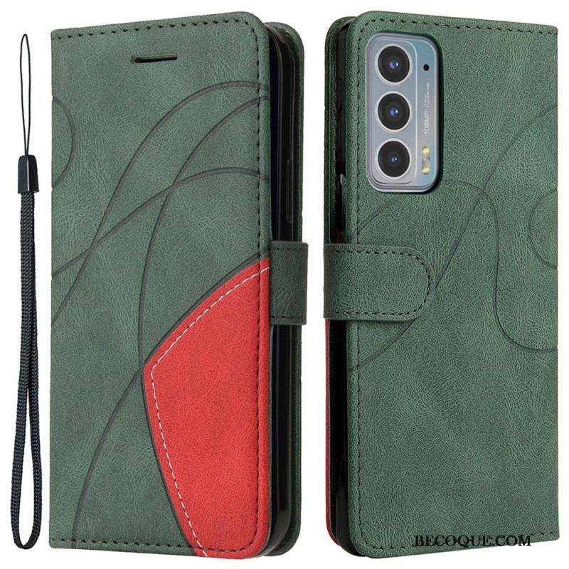 Housse Motorola Edge 20 Simili Cuir Bicolore Signature