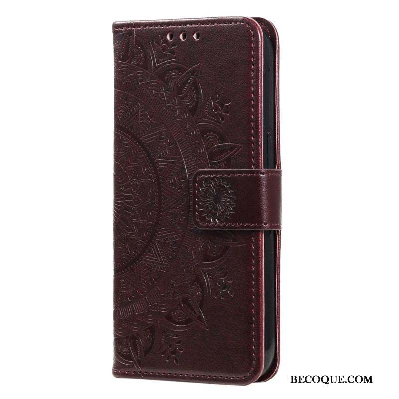 Housse Motorola Edge 40 Pro Mandala Soleil avec Lanière