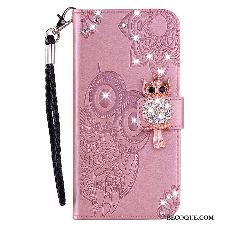 Housse Samsung Galaxy A15 Hibou Mandala et Breloque