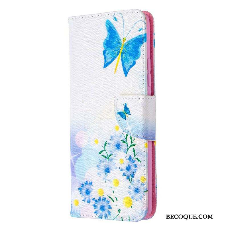 Housse Samsung Galaxy A42 5G Papillons et Fleurs Peints