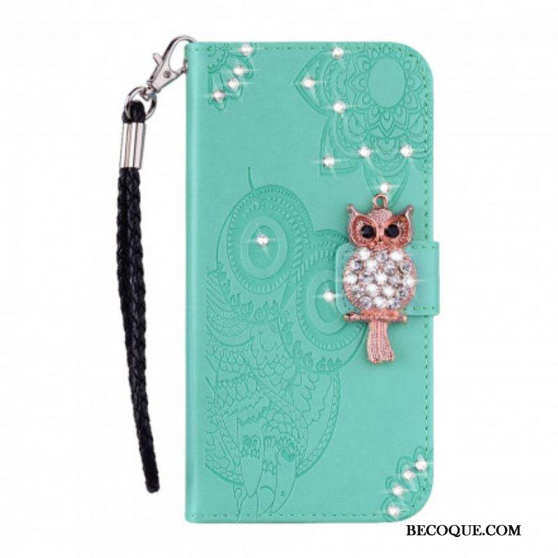 Housse Samsung Galaxy A52 4G / A52 5G / A52s 5G Hibou Mandala et Breloque