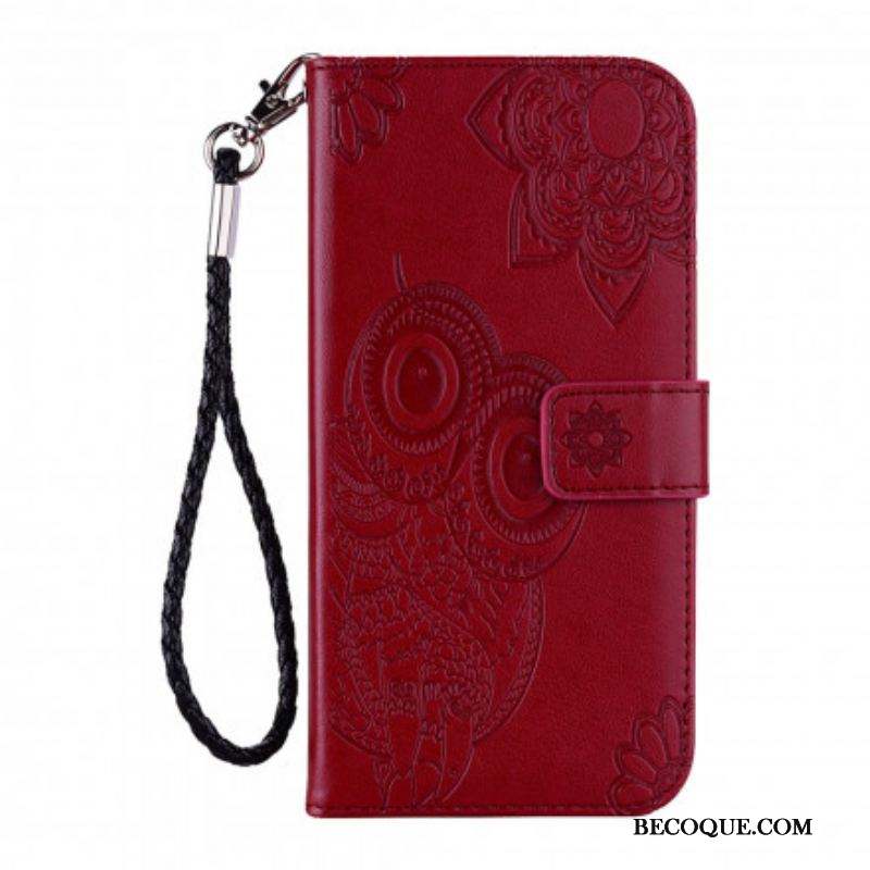Housse Samsung Galaxy A52 4G / A52 5G / A52s 5G Hibou Mandala et Lanière