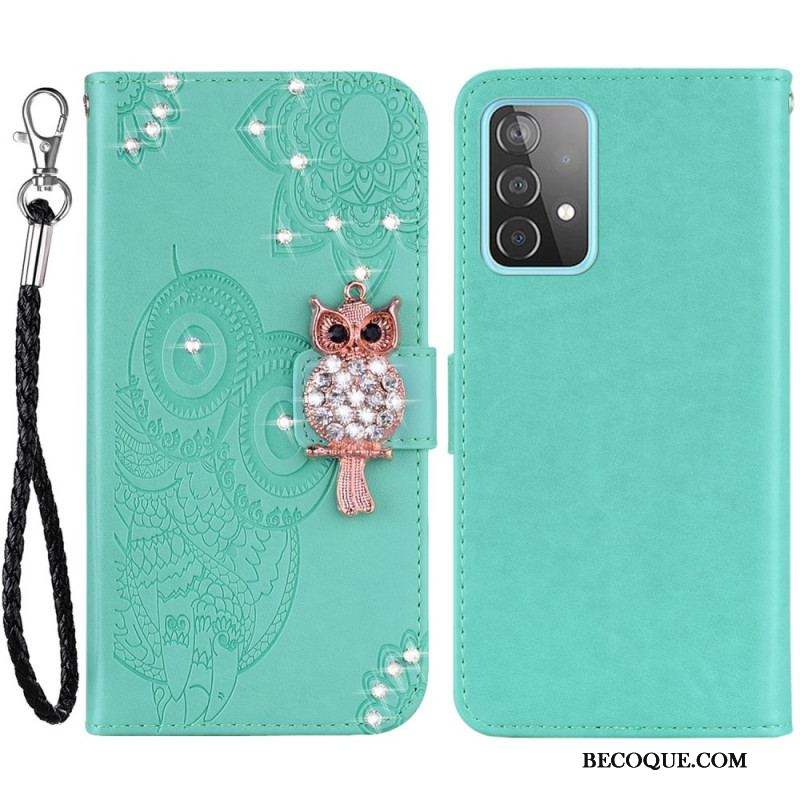 Housse Samsung Galaxy A53 5G Hibou Mandala et Breloque