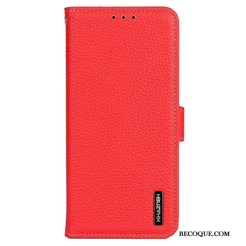 Housse Samsung Galaxy M23 5G Cuir Litchi Véritable KHAZNEH