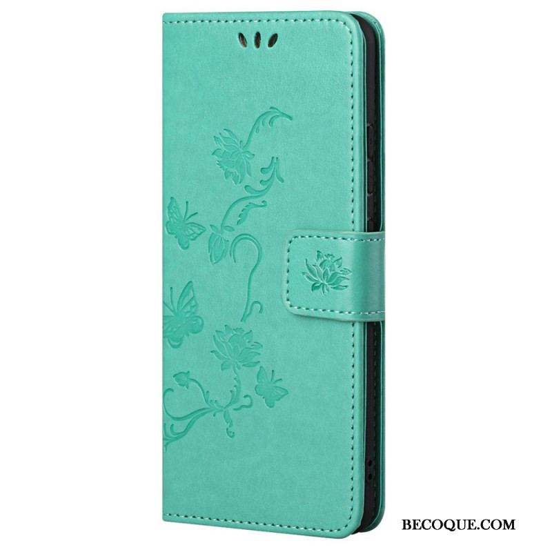 Housse Samsung Galaxy M23 5G Fleurs à Lanière