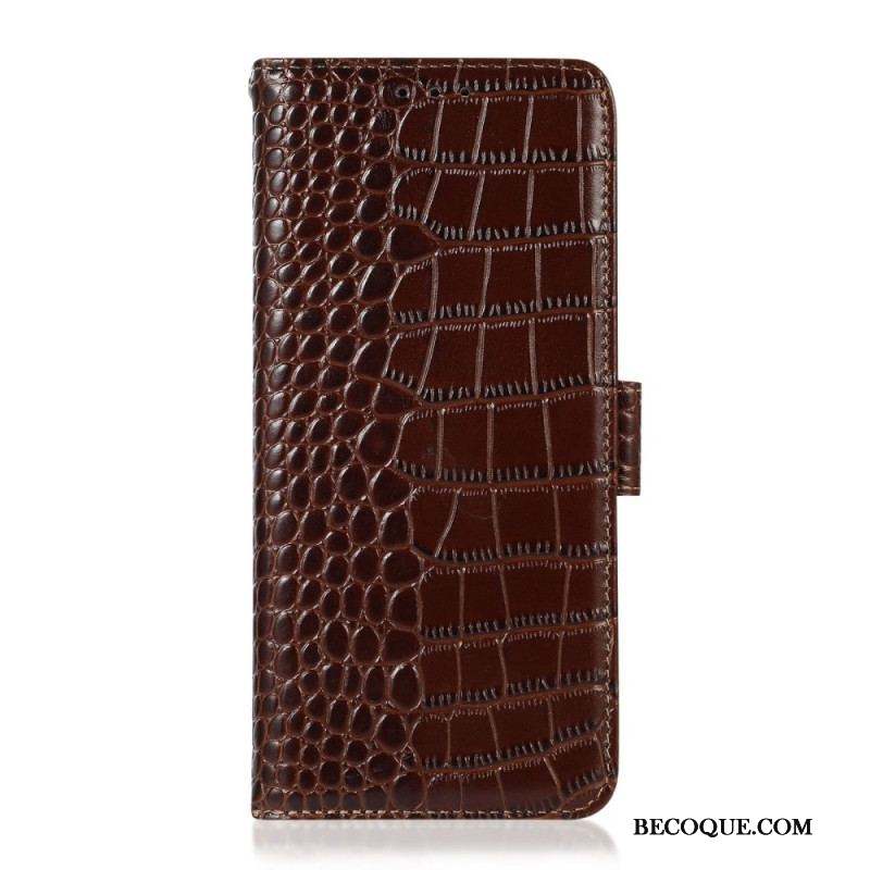 Housse Samsung Galaxy M23 5G Véritable cuir Style Crocodile